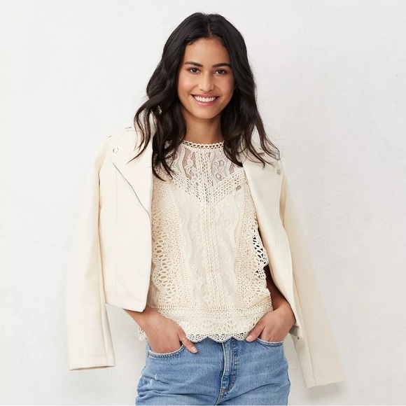 LC Lauren Conrad Tops - LC Lauren Conrad Lace Blouse Top Size XXL Cream